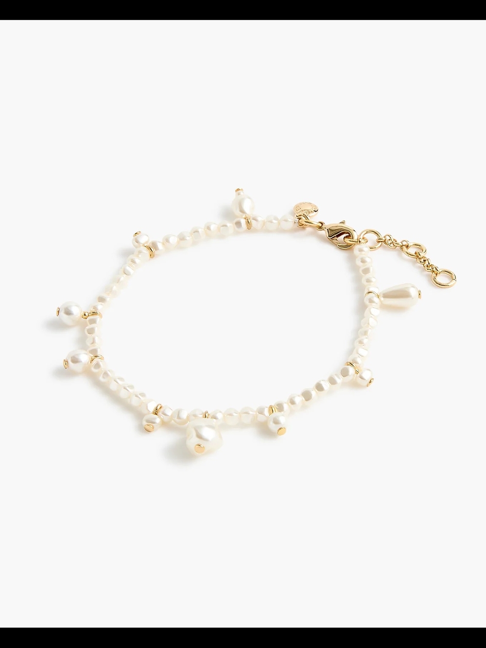 J.Crew Pearl Charm Beaded Anklet, White